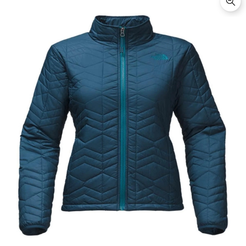 The North Face Puffy Quilted Jacket Teal Navy Blue M